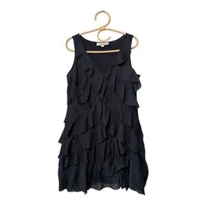 Ann Taylor Loft‎ Swiss Dot Tier Sleeveless Ruffle Dress in Midnight Navy Size 8